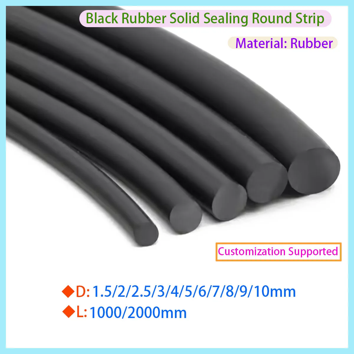 Solid Black Fluororubber Strip O-ring Length 1/2/5M, Circular Sealing Strip Diameter 1.5/2/2.5/3/3.5/4~22mm
Solid Black Fluororubber Strip O-ring Length 1/2/5M, Circular Sealing Strip Diameter 1.5/2/2.5/3/3.5/4~22mm