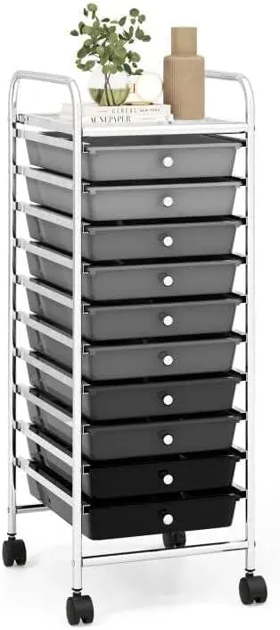 Rolling Storage Cart with 10 Drawers, Mobile Organizer for Office Home School, Lockable Wheels & Portable Handles, Large
Rolling Storage Cart with 10 Drawers, Mobile Organizer for Office Home School, Lockable Wheels & Portable Handles, Large