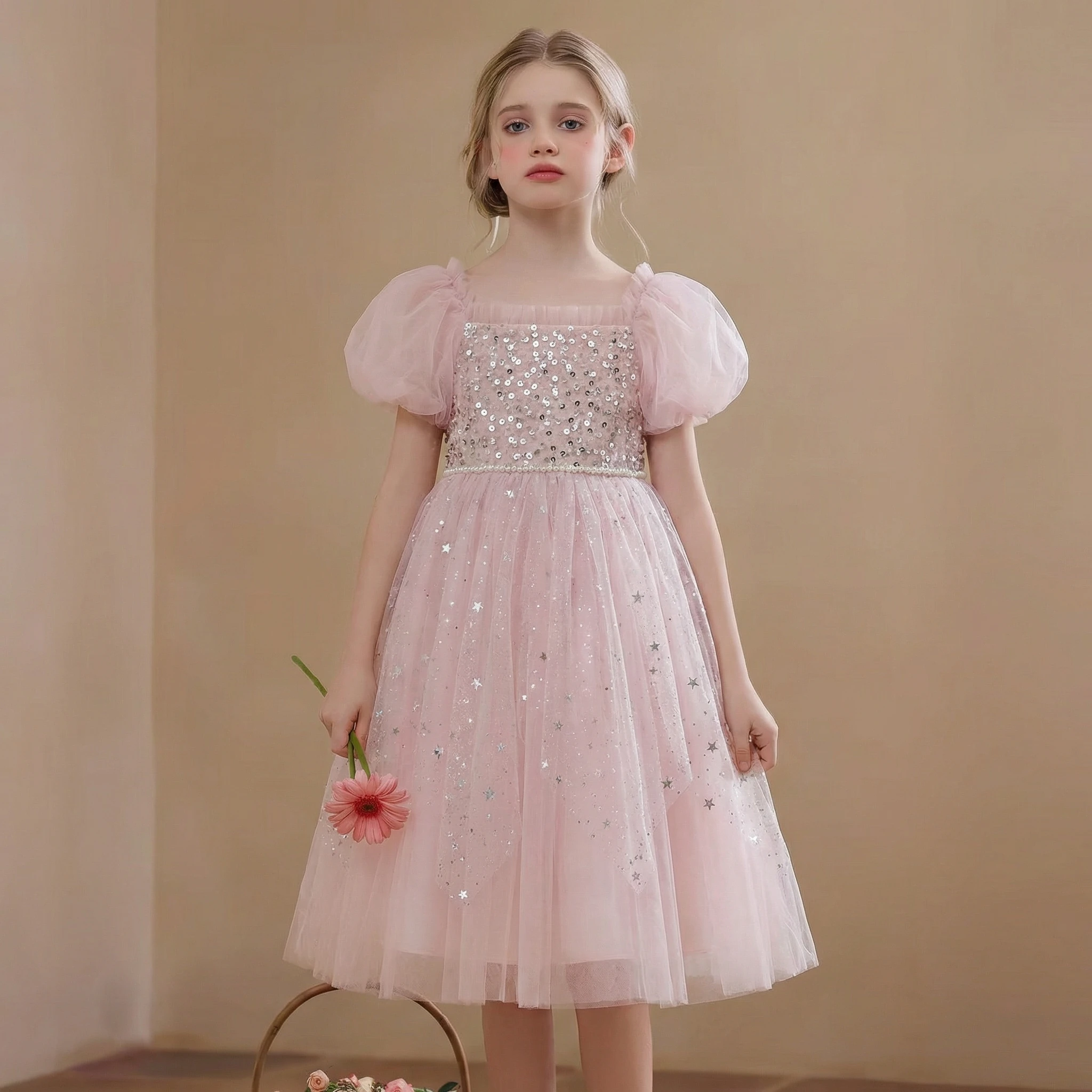 2026 Kids Pink Glitter Dress Girls Sequin Puff Sleeve Tulle Skirt Pearl Sash Party Wedding Birthday Princess Gown
2026 Kids Pink Glitter Dress Girls Sequin Puff Sleeve Tulle Skirt Pearl Sash Party Wedding Birthday Princess Gown