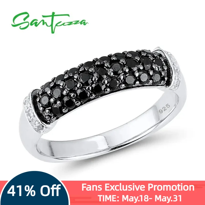 SANTUZZA Silver Ring For Women 925 Sterling Silver Fashion Round Rings Black Spinel White Cubic Zirconia Party Delicate Jewelry
SANTUZZA Silver Ring For Women 925 Sterling Silver Fashion Round Rings Black Spinel White Cubic Zirconia Party Delicate Jewelry