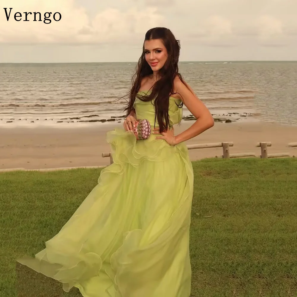 Verngo Green Tulle Evening Dress Strapless A Line Pleated Party Gowns Women Modern Beach Holiday Prom Gown Customized
Verngo Green Tulle Evening Dress Strapless A Line Pleated Party Gowns Women Modern Beach Holiday Prom Gown Customized