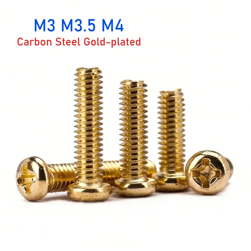 100/200/500pcs M3 M3.5 M4 Carbon Steel Gold-plated Cross Round Screw Metric Threaded Bolts Length 4mm~20mm
100/200/500pcs M3 M3.5 M4 Carbon Steel Gold-plated Cross Round Screw Metric Threaded Bolts Length 4mm~20mm