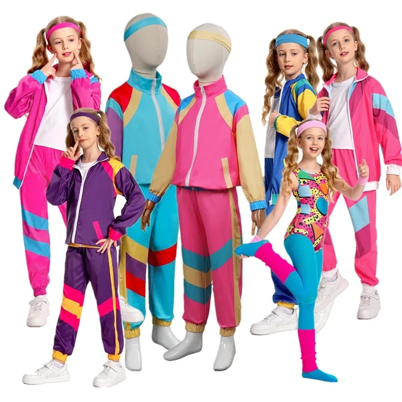 Kids Retro Hippie Disco Sportwear Girls 70s 80s Workout Cosplay Jumpsuits Fitness Wear Headband Outfits Halloween Carnival Suit
Kids Retro Hippie Disco Sportwear Girls 70s 80s Workout Cosplay Jumpsuits Fitness Wear Headband Outfits Halloween Carnival Suit