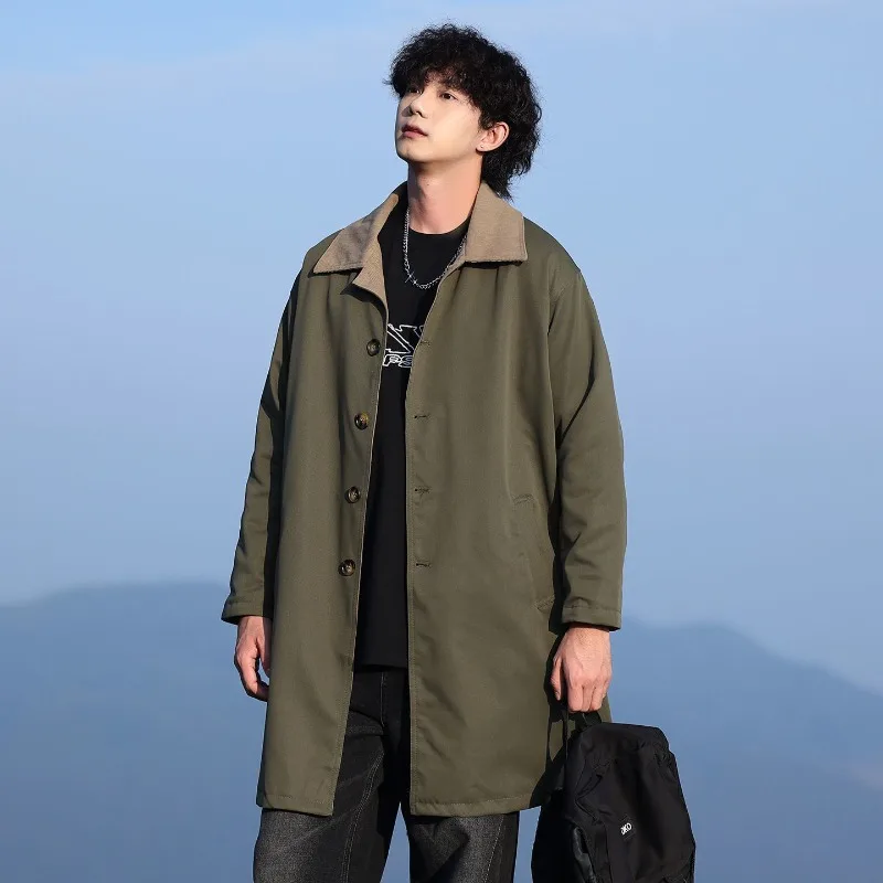 Mid-length Windbreaker Men's Spring and Autumn New Style Hong Kong Trend Brand Lapel Jacket with Fat and Plus-size Jacket Style
Mid-length Windbreaker Men's Spring and Autumn New Style Hong Kong Trend Brand Lapel Jacket with Fat and Plus-size Jacket Style