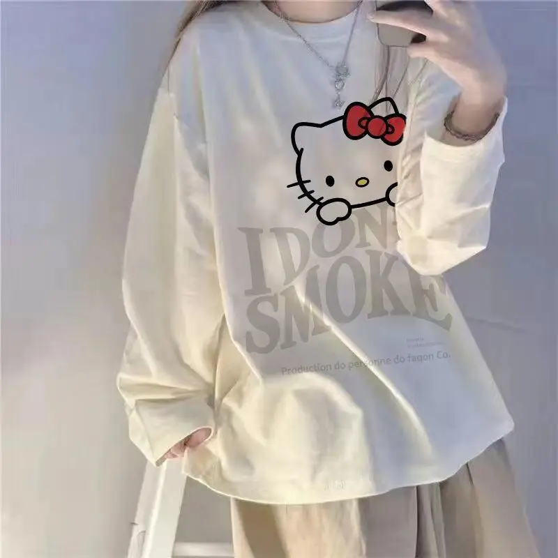 Футболка Sanrio Cinnamoroll с длинным рукавом, базовая модель, свободный крой, универсальная, для ранней осени, женская одежда, белые топы, студенческий стиль
Футболка Sanrio Cinnamoroll с длинным рукавом, базовая модель, свободный крой, универсальная, для ранней осени, женская одежда, белые топы, студенческий стиль