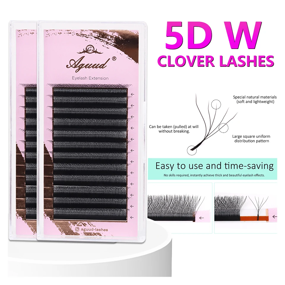 AGUUD 5D W Clover Lash Extension Premade Fans 5D Shape Blooming Lashes Brown 4DW Eyelash Extension Lightweight 2D-V Shaped Lash
AGUUD 5D W Clover Lash Extension Premade Fans 5D Shape Blooming Lashes Brown 4DW Eyelash Extension Lightweight 2D-V Shaped Lash