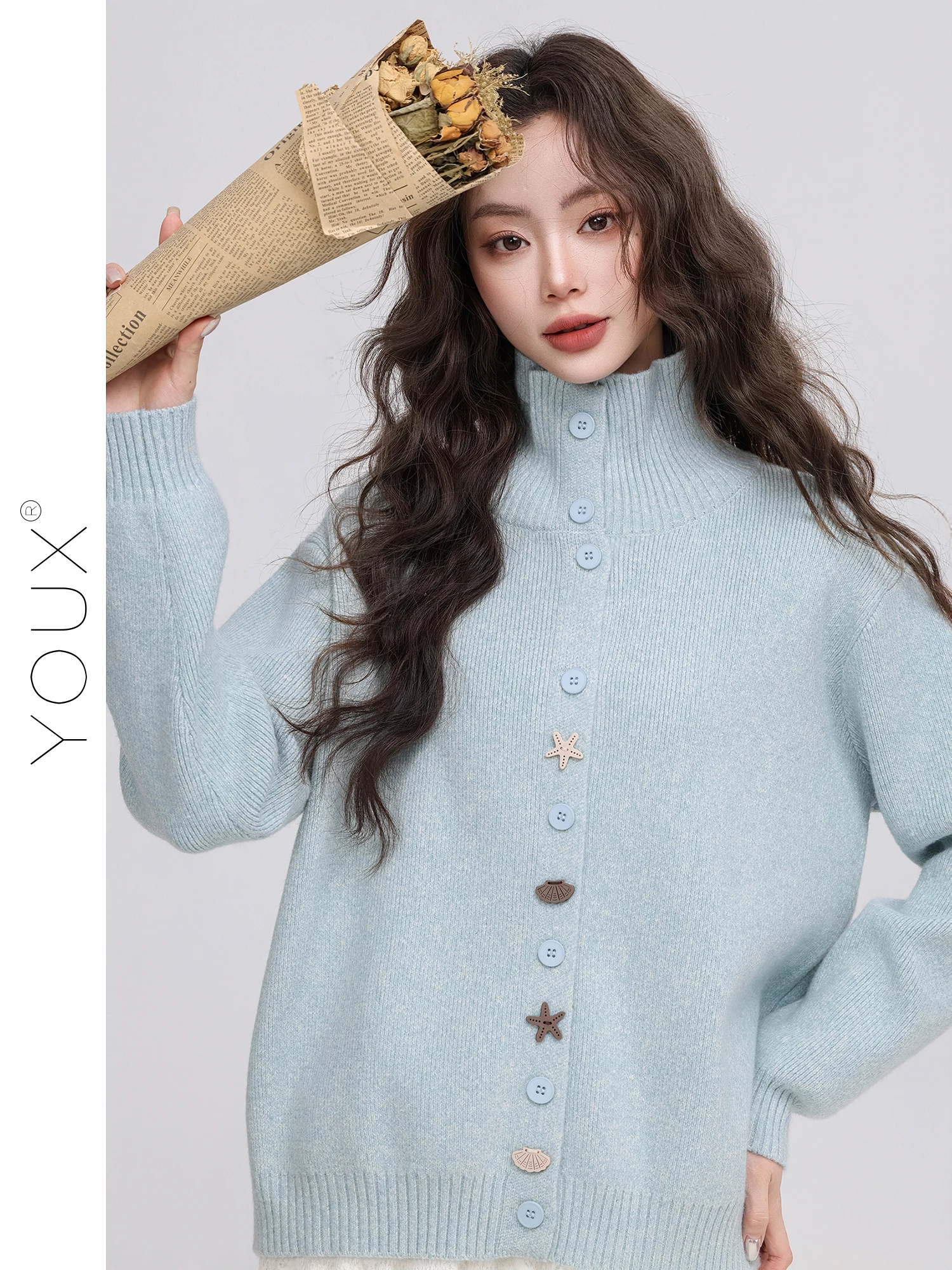 Loose High Collar Light Blue Women's Sweater Spring 2026 New Lazy Open Cardigan Coat Vintage Style Moon Approaching Stream Bank
Loose High Collar Light Blue Women's Sweater Spring 2026 New Lazy Open Cardigan Coat Vintage Style Moon Approaching Stream Bank
