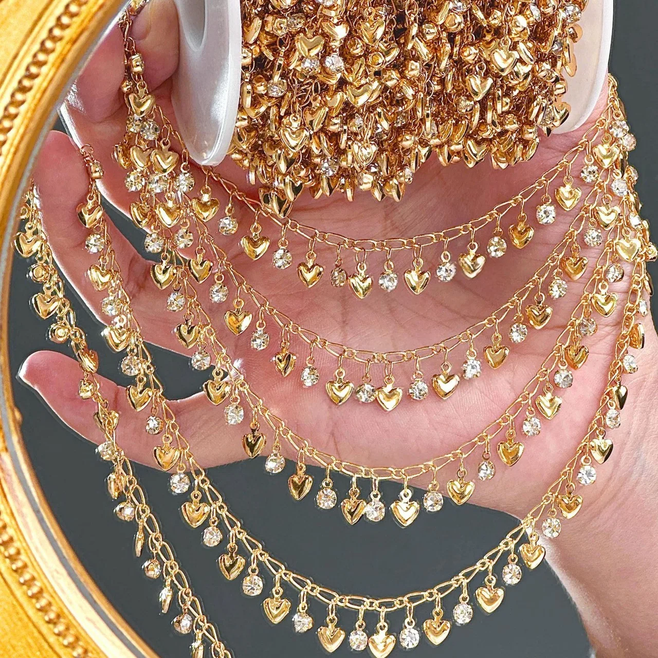 0.5/1/2M Heart Zircon Rhinestone Tassel Copper Chain for DIY Jewelry Bracelet Necklace Clothing Decoration Accessories
0.5/1/2M Heart Zircon Rhinestone Tassel Copper Chain for DIY Jewelry Bracelet Necklace Clothing Decoration Accessories