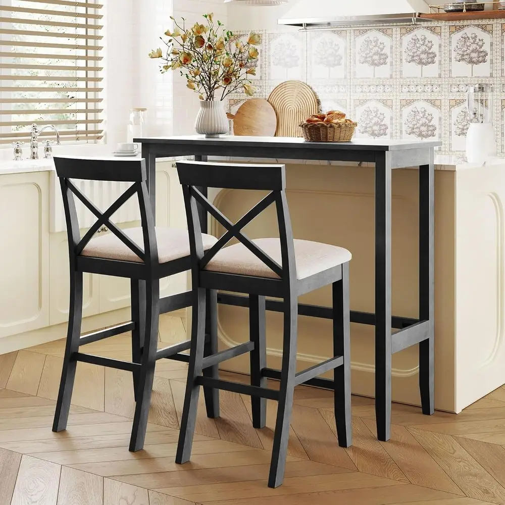 48 Wooden Dining Table Set with 2 Upholstered Chairs for Kitchen Breakfast Nook or Small Spaces (Gray)
48 Wooden Dining Table Set with 2 Upholstered Chairs for Kitchen Breakfast Nook or Small Spaces (Gray)