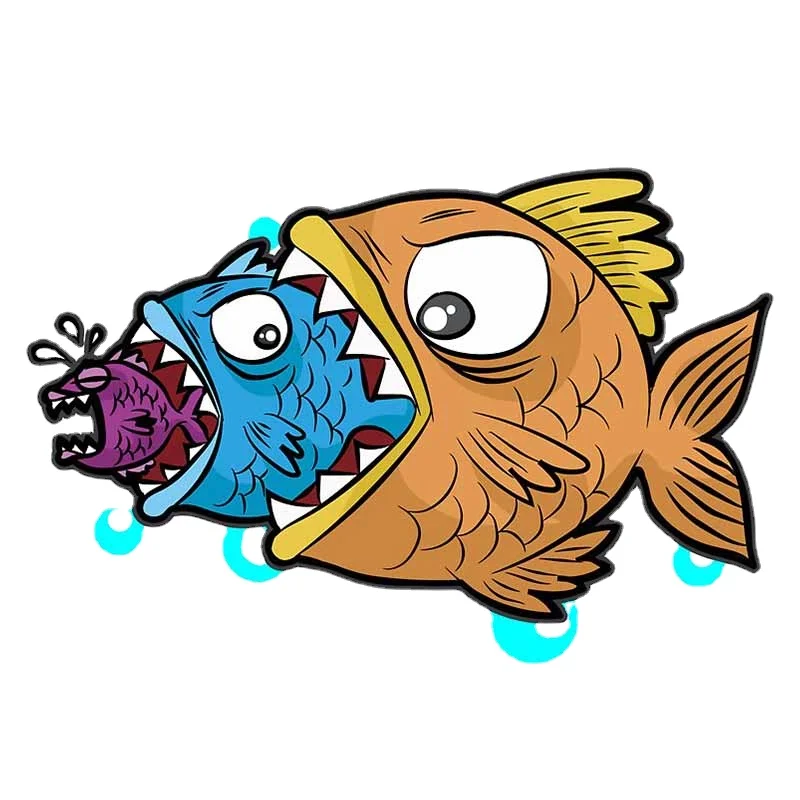 Z1128# Self-adhesive Decal For Big Fish Eat Small Neatly Arranged Car Sticker Waterproof Auto Decors on Bumper Rear Window
Z1128# Self-adhesive Decal For Big Fish Eat Small Neatly Arranged Car Sticker Waterproof Auto Decors on Bumper Rear Window