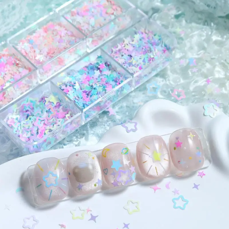 New-Iridescence Stars Moons Glitter Nails Accessories Decor Mermaid Sequin Nail Art Supplies For Professionals Flakes Nail Parts
New-Iridescence Stars Moons Glitter Nails Accessories Decor Mermaid Sequin Nail Art Supplies For Professionals Flakes Nail Parts