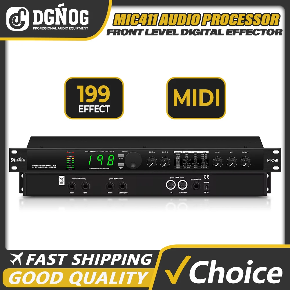 MIC411 Echo Hybrid Digital Audio Processor Multi Effects Digital Reverb 199 Preset Sound Effects Lifting Sound Processing DGNOG
MIC411 Echo Hybrid Digital Audio Processor Multi Effects Digital Reverb 199 Preset Sound Effects Lifting Sound Processing DGNOG