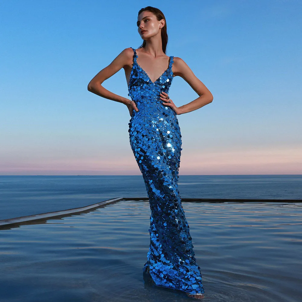 Bling Bling Royal Blue Sequined Mermaid Evening Dresses Sexy V-neck Long Women Formal Party Dress Luxury Maxi Gowns
Bling Bling Royal Blue Sequined Mermaid Evening Dresses Sexy V-neck Long Women Formal Party Dress Luxury Maxi Gowns