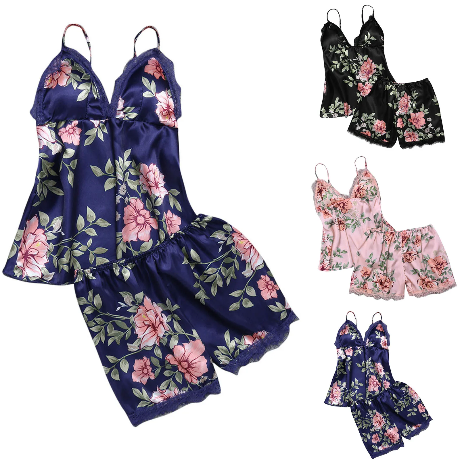 Women Sexy Floral Pattern Nightgown Set Casual Smooth V Neck Suspender Shorts Pajama Lady Exquisite Family Lounge Sleepwear
Women Sexy Floral Pattern Nightgown Set Casual Smooth V Neck Suspender Shorts Pajama Lady Exquisite Family Lounge Sleepwear