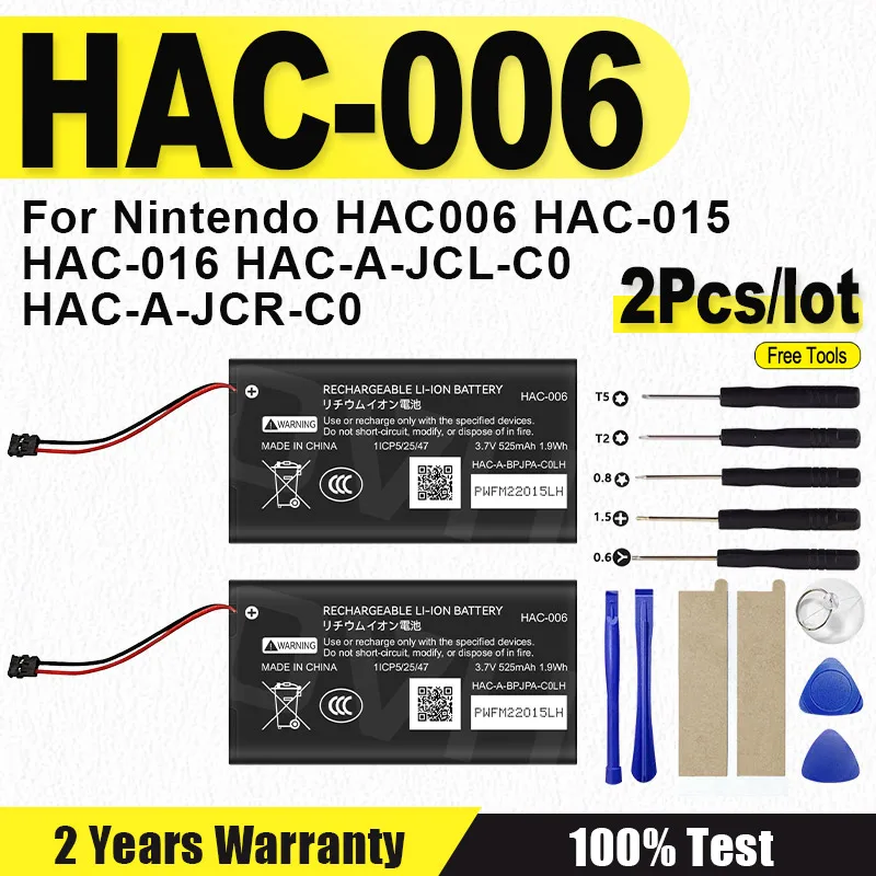 2pcs/lot New HAC-006 525mAh Battery For Nintendo HAC 006 HAC006 HAC-015 HAC-016 HAC-A-JCL-C0 HAC-A-JCR-C0 + Tools
2pcs/lot New HAC-006 525mAh Battery For Nintendo HAC 006 HAC006 HAC-015 HAC-016 HAC-A-JCL-C0 HAC-A-JCR-C0 + Tools