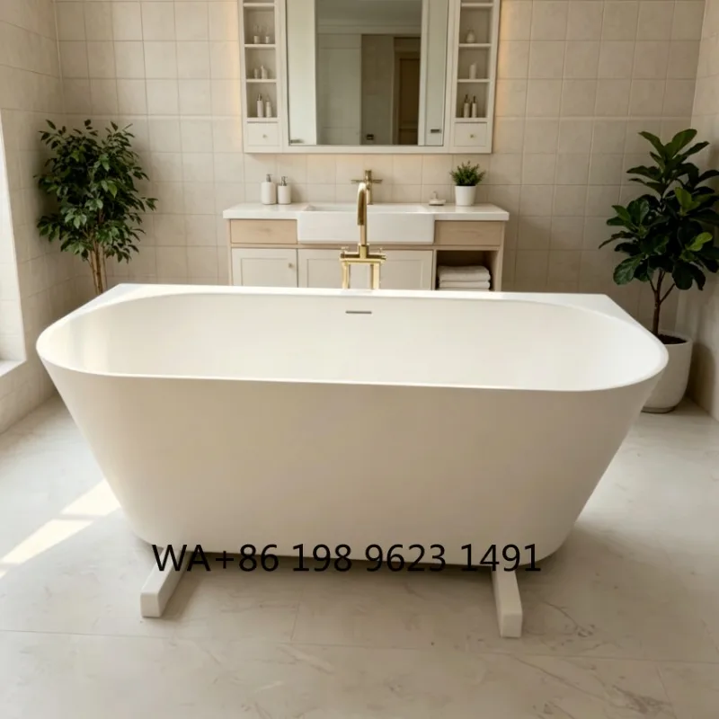 High Quality Matte White Freestanding Acrylic Bathtub, Modern Solid Surface Soaking Tub for Bathroom
High Quality Matte White Freestanding Acrylic Bathtub, Modern Solid Surface Soaking Tub for Bathroom