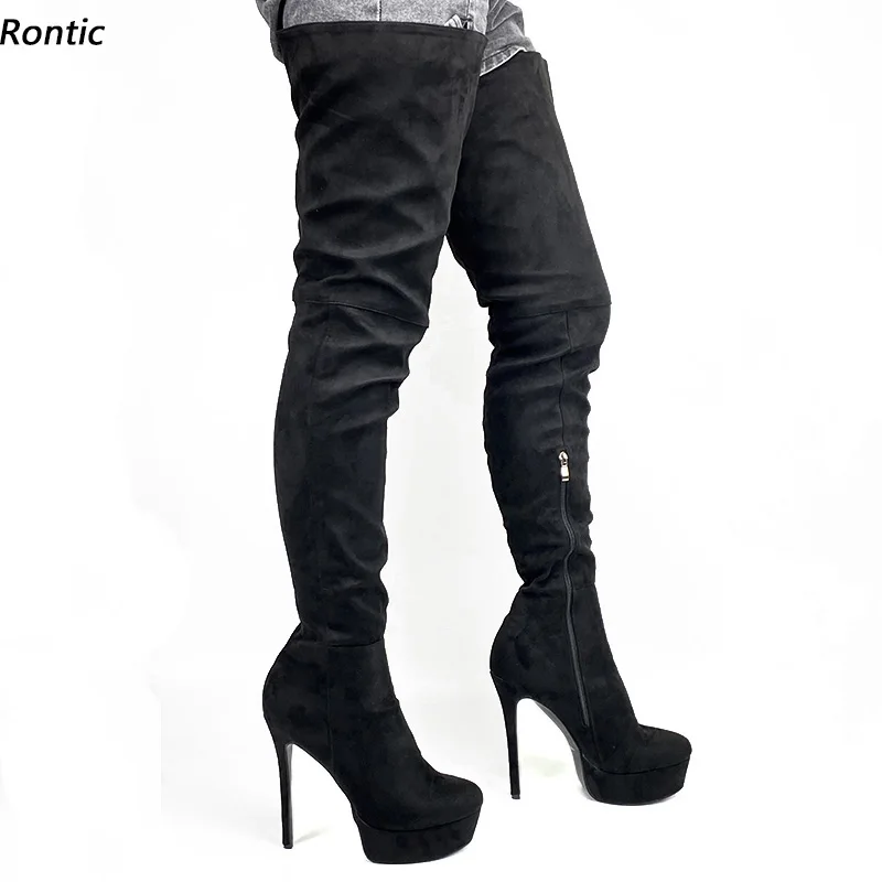Rontic/Новое поступление, женские зимние ботинки на платформе, замшевые пикантные туфли на шпильке с круглым носком, классические черные туфли для вечеринок, размер США 5-20
Rontic/Новое поступление, женские зимние ботинки на платформе, замшевые пикантные туфли на шпильке с круглым носком, классические черные туфли для вечеринок, размер США 5-20