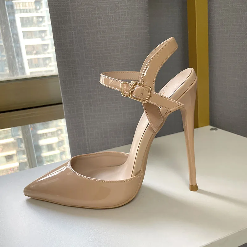 New dark nude colored lacquered leather bag ankle strap with straight strap, empty back, daily high-heeled sandals in large size
New dark nude colored lacquered leather bag ankle strap with straight strap, empty back, daily high-heeled sandals in large size