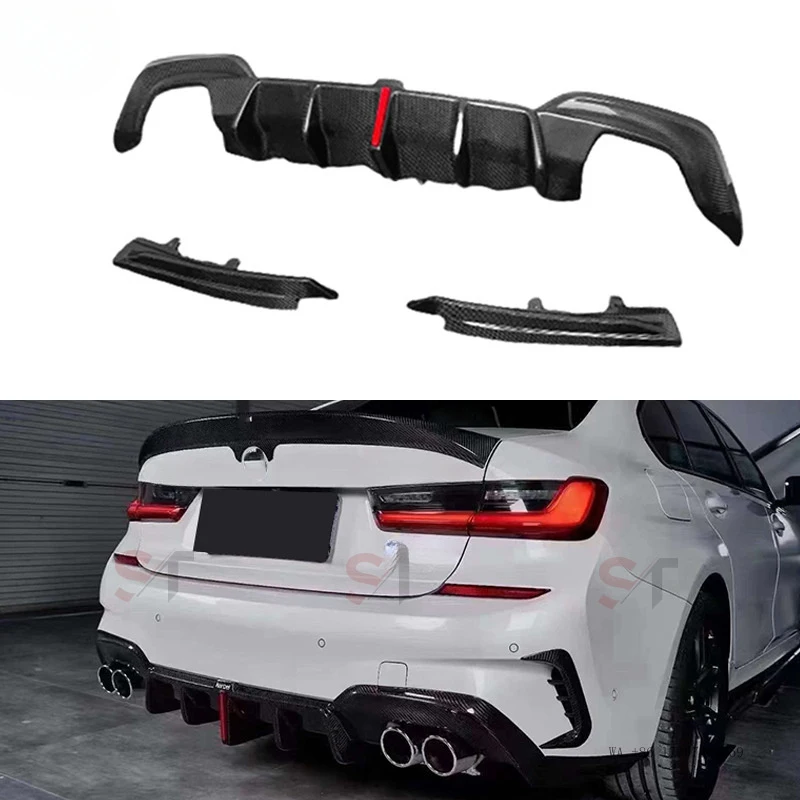 Suitable for BMW 3 Series G20 G28 carbon fiber lip corner guards, rear bumper diffuser with lights
Suitable for BMW 3 Series G20 G28 carbon fiber lip corner guards, rear bumper diffuser with lights
