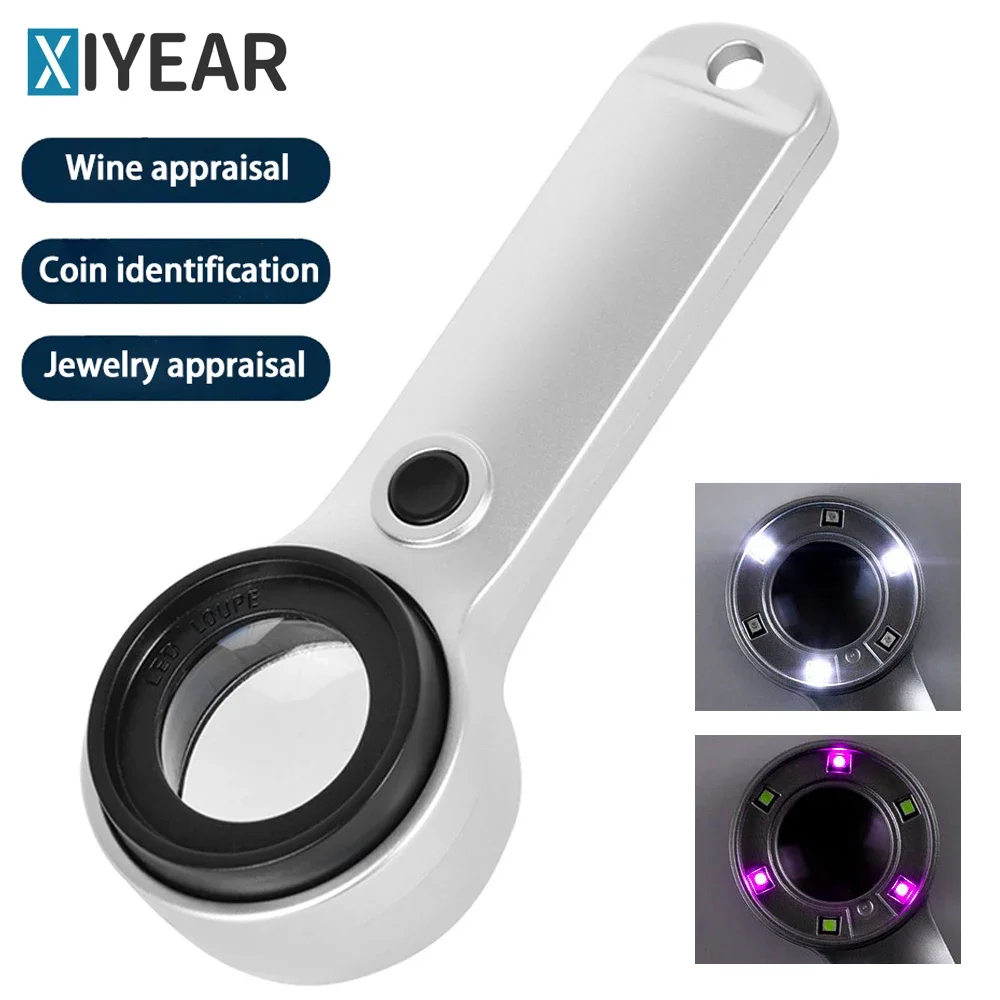 Hand-held charging magnifying glass 10x hand-held reading belt 3LED3UV magnifying glass, suitable for reading books, coins
Hand-held charging magnifying glass 10x hand-held reading belt 3LED3UV magnifying glass, suitable for reading books, coins