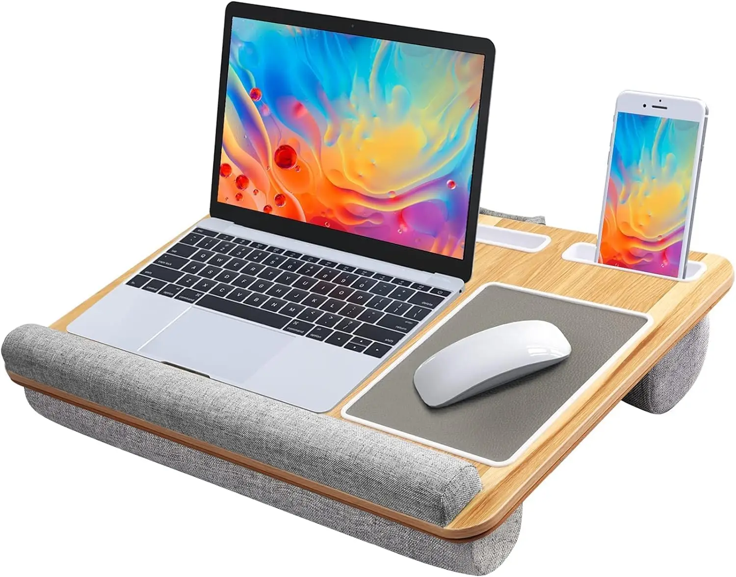 Lap Desk for 17" Laptop with Mouse Pad, Wrist Support, Tablet & Phone Holder - Wood Grain Design
Lap Desk for 17" Laptop with Mouse Pad, Wrist Support, Tablet & Phone Holder - Wood Grain Design