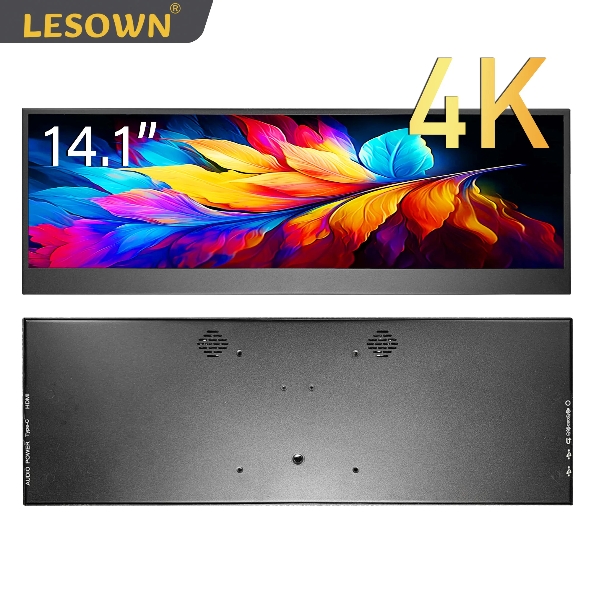 LESOWN 14.1" 4K Stretched Bar IPS Touch Monitor 3840x1100 HDMI/USB-C Portable Display for Laptop Aida64 GPU CPU RAM Monitoring
LESOWN 14.1" 4K Stretched Bar IPS Touch Monitor 3840x1100 HDMI/USB-C Portable Display for Laptop Aida64 GPU CPU RAM Monitoring