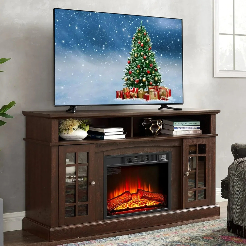 58" Farmhouse TV Stand with 23" Electric Fireplace Heater, Rustic Entertainment Center for TVs up to 65", Multi-Storage Cabinets
58" Farmhouse TV Stand with 23" Electric Fireplace Heater, Rustic Entertainment Center for TVs up to 65", Multi-Storage Cabinets