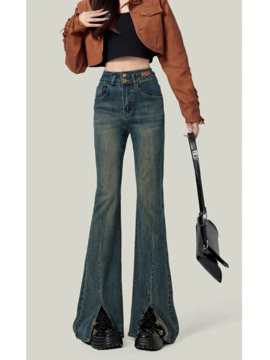 Женские джинсы-клеш с высокой талией, стрейч, облегающие, в пол, весенние, новые, из денима, с асимметричным разрезом
Женские джинсы-клеш с высокой талией, стрейч, облегающие, в пол, весенние, новые, из денима, с асимметричным разрезом