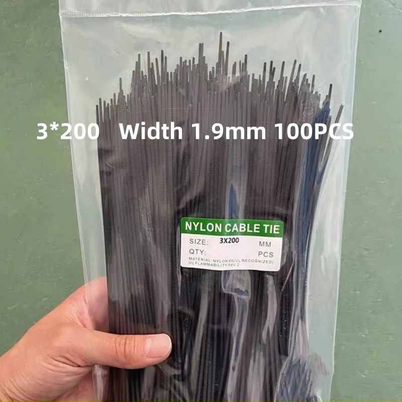100PCS self-locking nylon cable ties 3 * 100/4 * 150/5 * 200 black plastic cable ties for wire harness management
100PCS self-locking nylon cable ties 3 * 100/4 * 150/5 * 200 black plastic cable ties for wire harness management