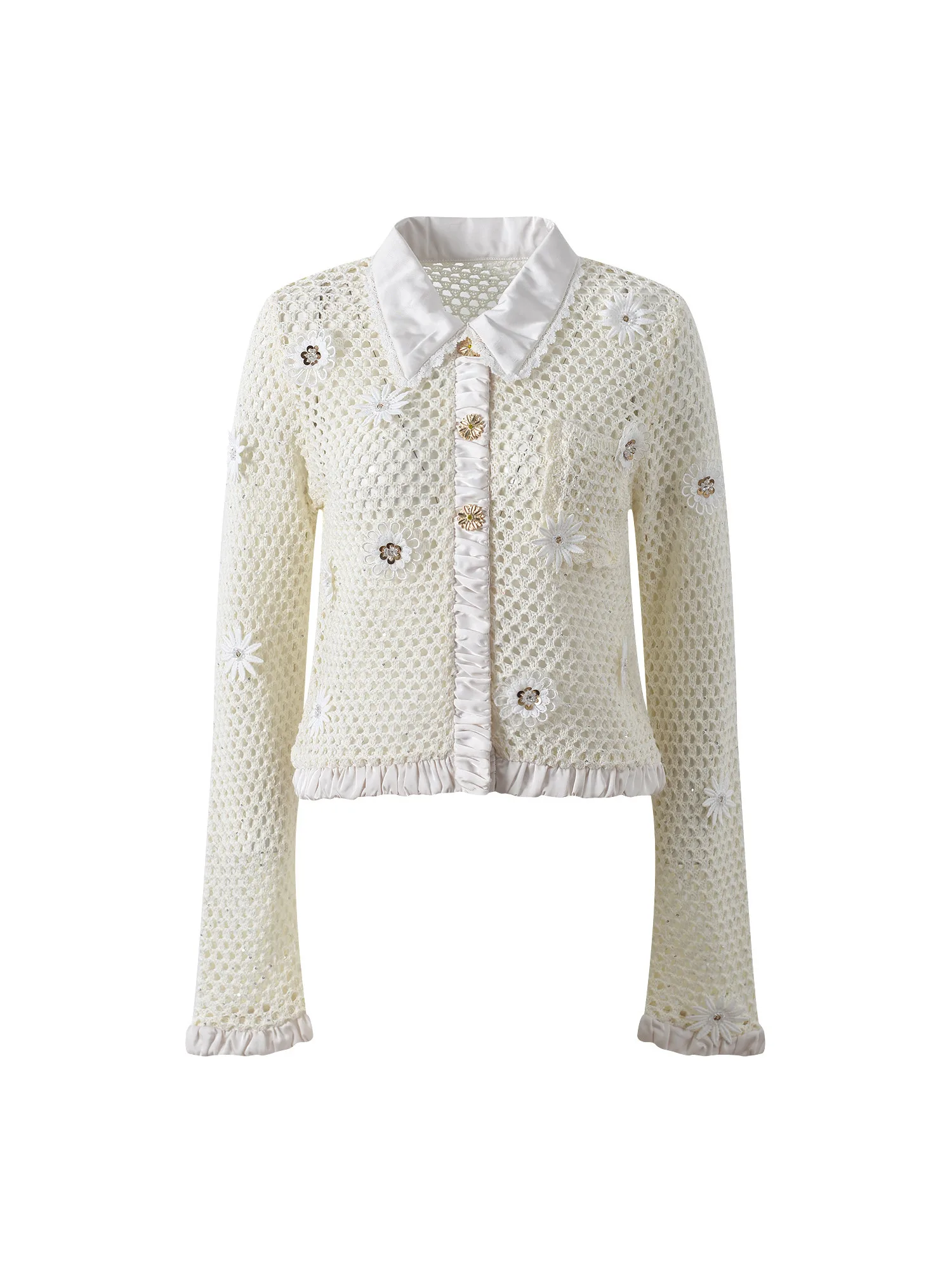 Ele European Sle Hollow out Knitted Jaet Women's Sweet Youthful Daisy Embroidery High Ne Long Sve Sweater
Ele European Sle Hollow out Knitted Jaet Women's Sweet Youthful Daisy Embroidery High Ne Long Sve Sweater
