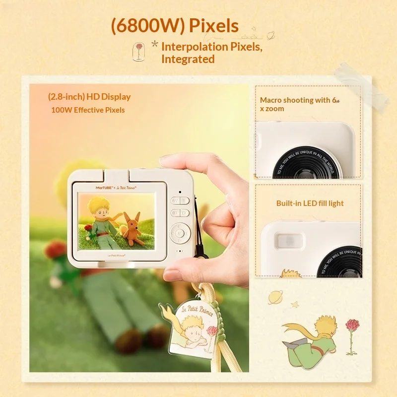 Mar Tube Le Petit Prince Ccd Camera 180 Degree Flip Screen Portable Selfie Compact Digital Camera For Outdoor Travel
Mar Tube Le Petit Prince Ccd Camera 180 Degree Flip Screen Portable Selfie Compact Digital Camera For Outdoor Travel