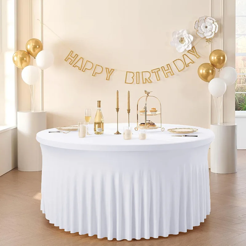 White Round Spandex Tablecloth Washable for 5FT Round Table Cover Skirt for Wedding Birthday Party Bridal Baby Shower Decoration 
White Round Spandex Tablecloth Washable for 5FT Round Table Cover Skirt for Wedding Birthday Party Bridal Baby Shower Decoration