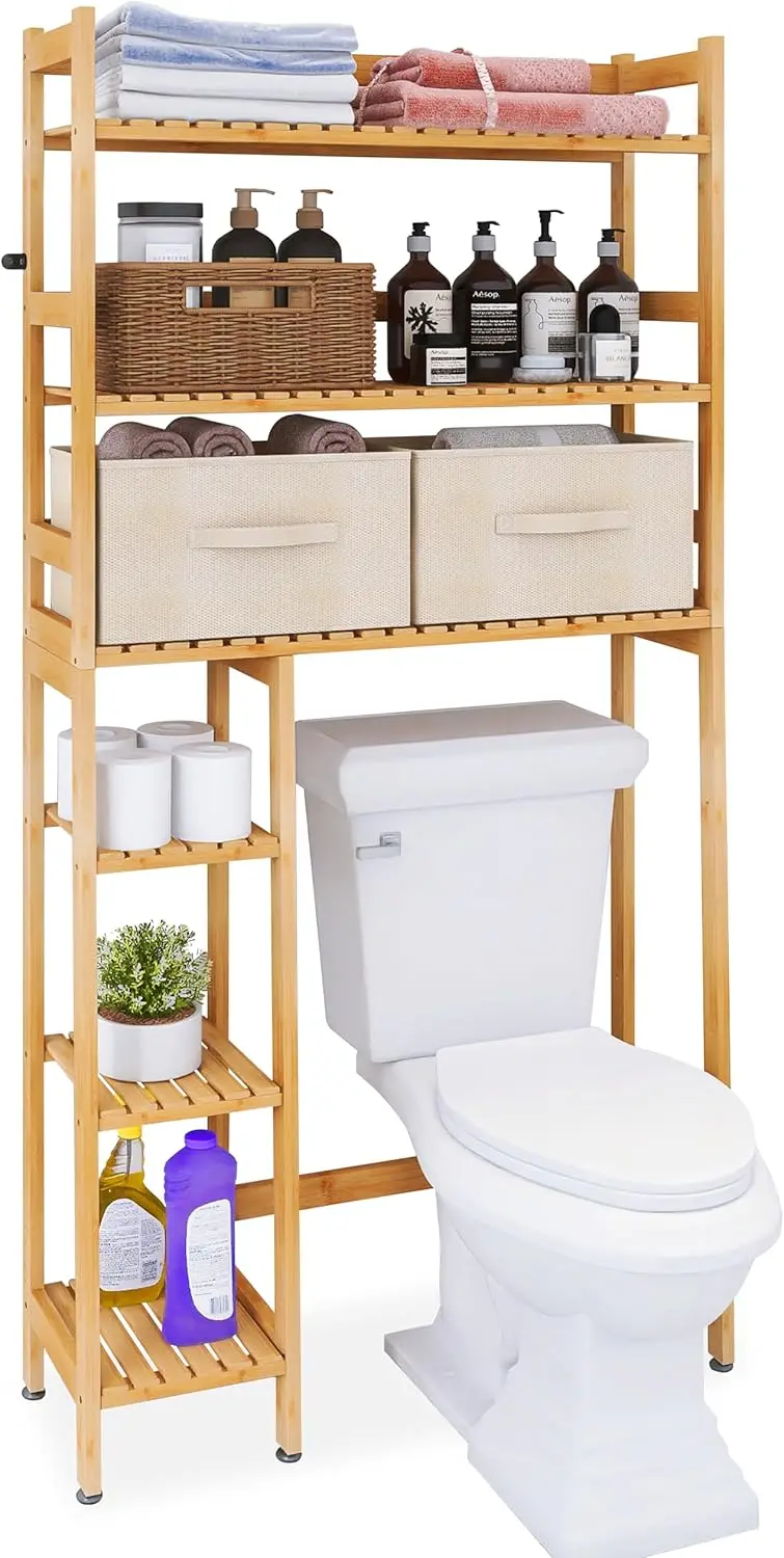 Over The Toilet Storage, Bamboo 6-Tier Bathroom Storage Shelf with Drawers, Freestanding Above Toilet Organizer Rack, Mass-St
Over The Toilet Storage, Bamboo 6-Tier Bathroom Storage Shelf with Drawers, Freestanding Above Toilet Organizer Rack, Mass-St