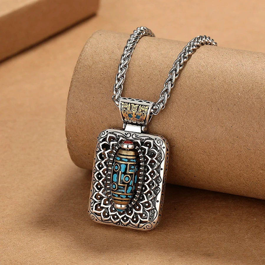 Tibetan Dzi Beads Prayer Wheel Pendant Necklace Mysterious Ethnic Style Amulet Necklaces Jewelry For Men And Women Lucky Pendant
Tibetan Dzi Beads Prayer Wheel Pendant Necklace Mysterious Ethnic Style Amulet Necklaces Jewelry For Men And Women Lucky Pendant