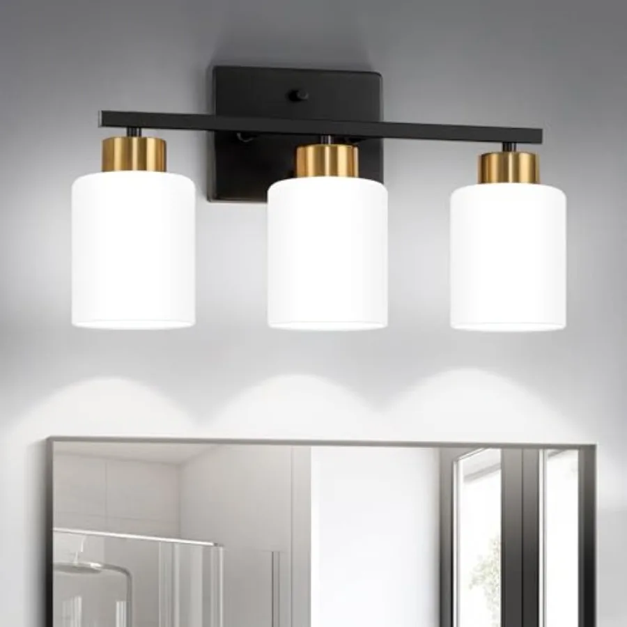Bathroom Light Fixtures, Modern Vanity Light Over Mirror, Wall Sconces with Milky White Frosted Glass Shades, E26 Socket Bulbs
Bathroom Light Fixtures, Modern Vanity Light Over Mirror, Wall Sconces with Milky White Frosted Glass Shades, E26 Socket Bulbs