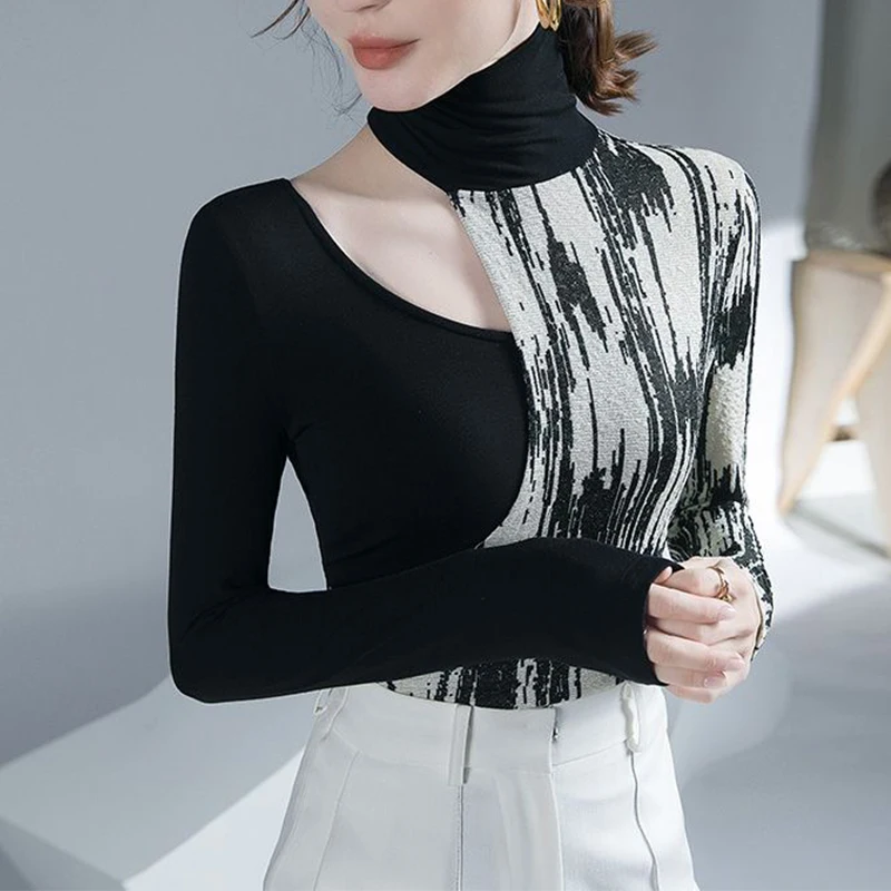 Autumn Elegant Fashion New Chic Office Lady Commuter Shirt Women Hollow Out Geometric High Neck Long Sleeve Patchwork Slim Top
Autumn Elegant Fashion New Chic Office Lady Commuter Shirt Women Hollow Out Geometric High Neck Long Sleeve Patchwork Slim Top