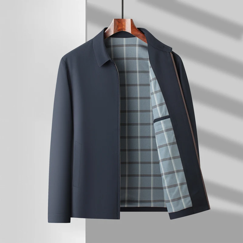 Spring 2026 Men's Mulberry Silk Jacket Business Casual Lapel Solid Color Polyester Coat for Middle-Aged
Spring 2026 Men's Mulberry Silk Jacket Business Casual Lapel Solid Color Polyester Coat for Middle-Aged