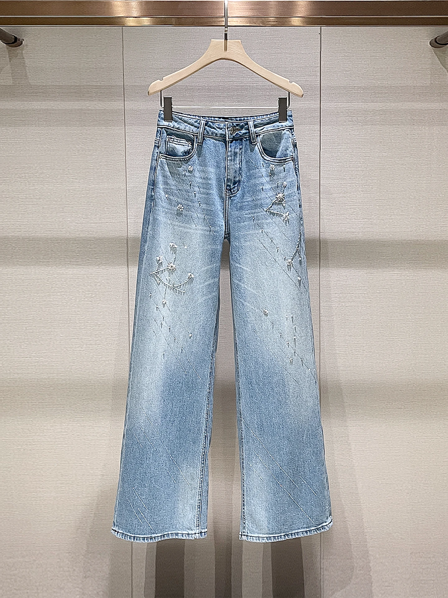High Waist Wide Leg Blue Jeans Women's Loose Fit Casual Trousers Spring 2026 Faion Diamond Detailing American Retro Sle
High Waist Wide Leg Blue Jeans Women's Loose Fit Casual Trousers Spring 2026 Faion Diamond Detailing American Retro Sle