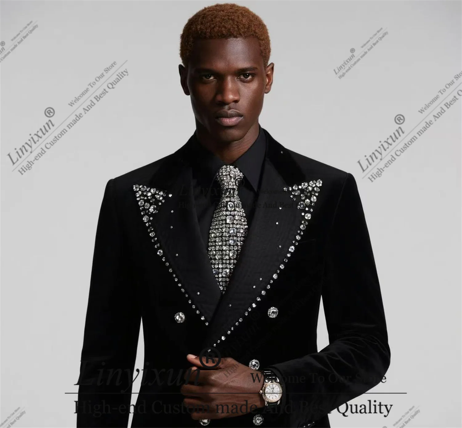 Fashion Diamonds Crystals Men Suits 2 Pieces Sets Groom Wedding Male Party Costume Homme Slim Rhinestones Ropa Hombre Customized
Fashion Diamonds Crystals Men Suits 2 Pieces Sets Groom Wedding Male Party Costume Homme Slim Rhinestones Ropa Hombre Customized