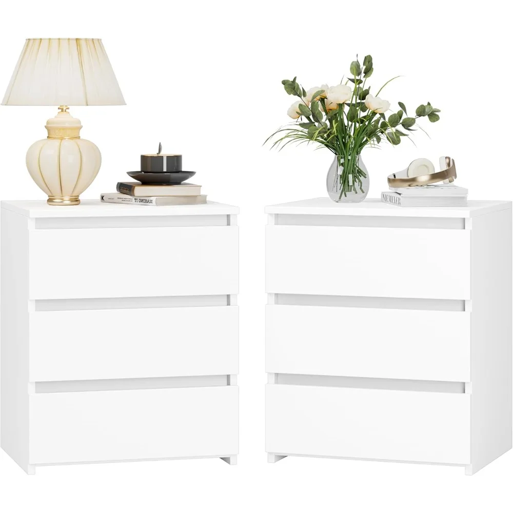 Nightstand Set of 2 White Nightstand with 3 Drawers, White Bedside Table Night Stand for Bedroom with Cut-Out Handle, Sofa Side
Nightstand Set of 2 White Nightstand with 3 Drawers, White Bedside Table Night Stand for Bedroom with Cut-Out Handle, Sofa Side