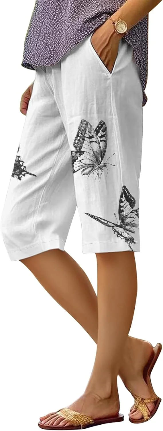 Womens Summer Casual Floral Boho Beach Pants Drawstring Cotton Loose Knee Length Athletic Bermuda Shorts with Pockets
Womens Summer Casual Floral Boho Beach Pants Drawstring Cotton Loose Knee Length Athletic Bermuda Shorts with Pockets