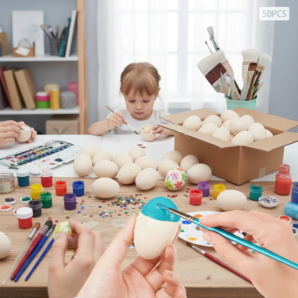 Natural Wood DIY Craft Eggs 50pcs Smooth Painting Set for Creative Holiday Decorating & Kids Easter Activities
Natural Wood DIY Craft Eggs 50pcs Smooth Painting Set for Creative Holiday Decorating & Kids Easter Activities