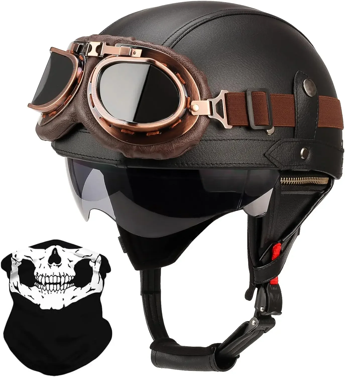 German Style Leather Motorcycle Half Helmet for Adults - Stylish and Safe DOT Approved Vintage Helmet for Men and Women - Classi
German Style Leather Motorcycle Half Helmet for Adults - Stylish and Safe DOT Approved Vintage Helmet for Men and Women - Classi