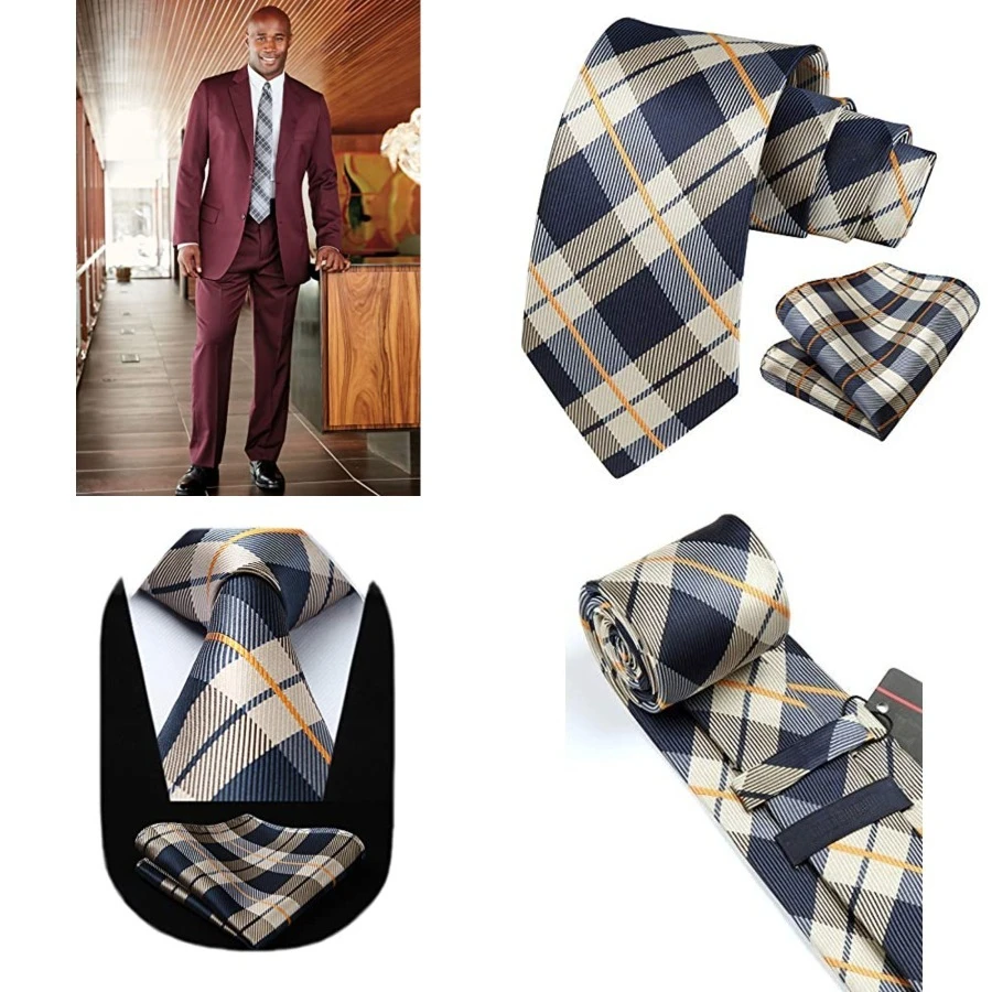 Ties for Men Silk Extra Long Tie and Pocket Square Classic Plaid Checkered 63 inches Men's Neckties Business, B2-brown 1
Ties for Men Silk Extra Long Tie and Pocket Square Classic Plaid Checkered 63 inches Men's Neckties Business, B2-brown 1