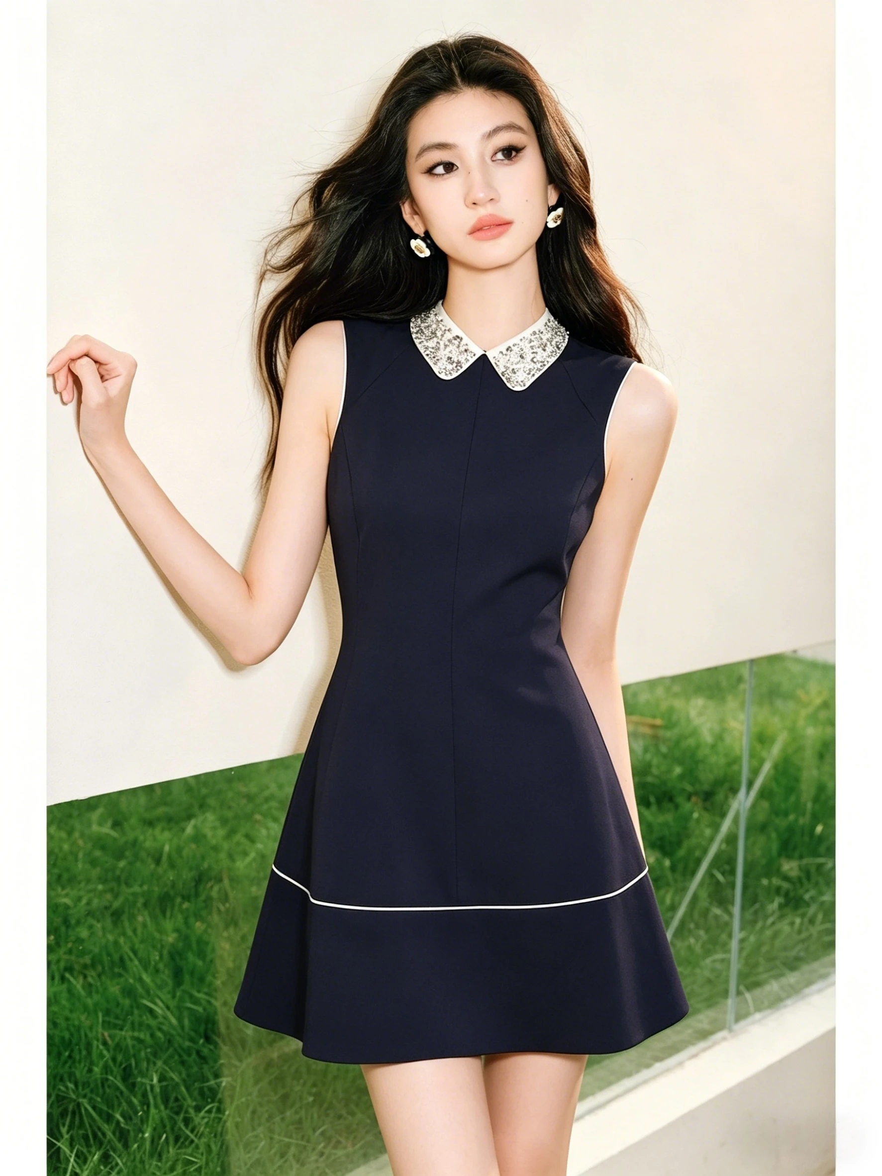 M Home Summer 2026 Fashion Detachable Rhinestone Doll Collar Color Block Short Sleeveless Dress Women's French Style A-Line S...
M Home Summer 2026 Fashion Detachable Rhinestone Doll Collar Color Block Short Sleeveless Dress Women's French Style A-Line S...