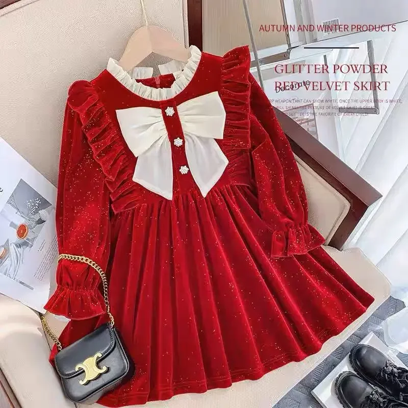 2024 New Spring Autumn Girls Dresses Velvet Children's Clothing Long Sleeve Bowknot Kids Christmas Dress 6 8 10 12 14Years Old
2024 New Spring Autumn Girls Dresses Velvet Children's Clothing Long Sleeve Bowknot Kids Christmas Dress 6 8 10 12 14Years Old