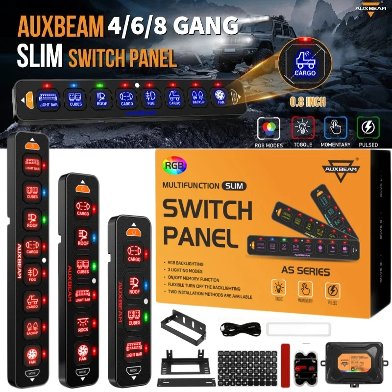 AS Series 4/6/8GANG RGB Switch Panel Toggle/ Momentary/ Pulsed Mode Supported Control Switch Relay System For Car Truck ATV UTV
AS Series 4/6/8GANG RGB Switch Panel Toggle/ Momentary/ Pulsed Mode Supported Control Switch Relay System For Car Truck ATV UTV