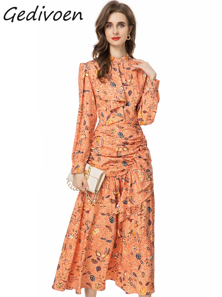 Gedivoen Autumn Fashion Runway Black Vintage Print Party Dress Women Stand Collar Long Sleeve Ruffles High Waist Slim Long Dress
Gedivoen Autumn Fashion Runway Black Vintage Print Party Dress Women Stand Collar Long Sleeve Ruffles High Waist Slim Long Dress