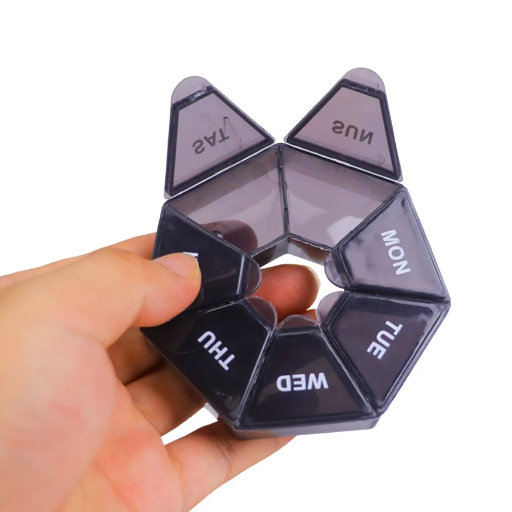 Weekly 7-Corner Circular 7-Grid Mini Portable Medicine Box 7-Day Medicine Accessory Box 
Weekly 7-Corner Circular 7-Grid Mini Portable Medicine Box 7-Day Medicine Accessory Box