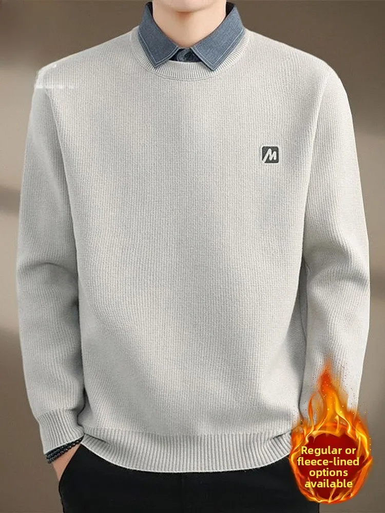 Мужской трикотажный свитер с эффектом двухслойности, зимний, повседневный, свободного кроя, на флисовой подкладке, теплый, с длинными рукавами, из смесового полиэстера
Мужской трикотажный свитер с эффектом двухслойности, зимний, повседневный, свободного кроя, на флисовой подкладке, теплый, с длинными рукавами, из смесового полиэстера